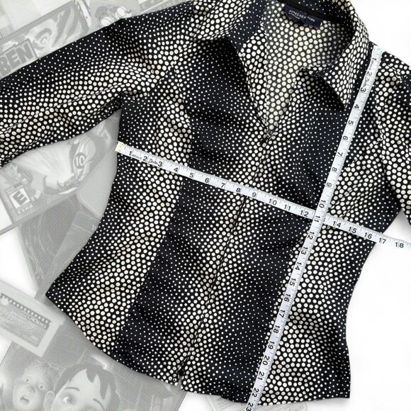 Y2K Jones Polka Dot Cyber Rave Long Sleeve Collared Blouse - Picture 6 of 7